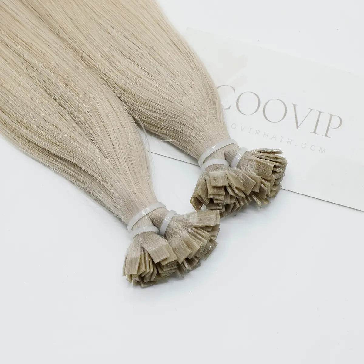 K Tip Extensions Double Drawn Flat Tip Silver Color 50g - Cooviphair