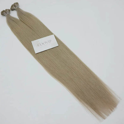 K Tip Extensions Double Drawn Flat Tip Silver Color 50g - Cooviphair