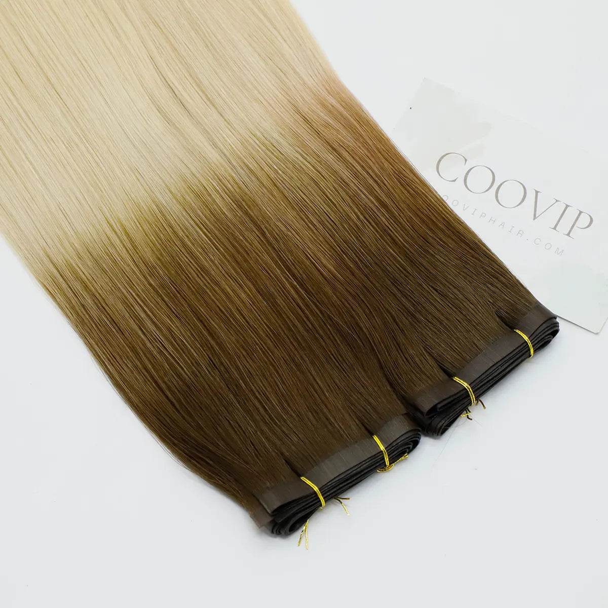 Flat Weft Extensions Double Drawn Ombre Hair #T4/60 50g - Cooviphair