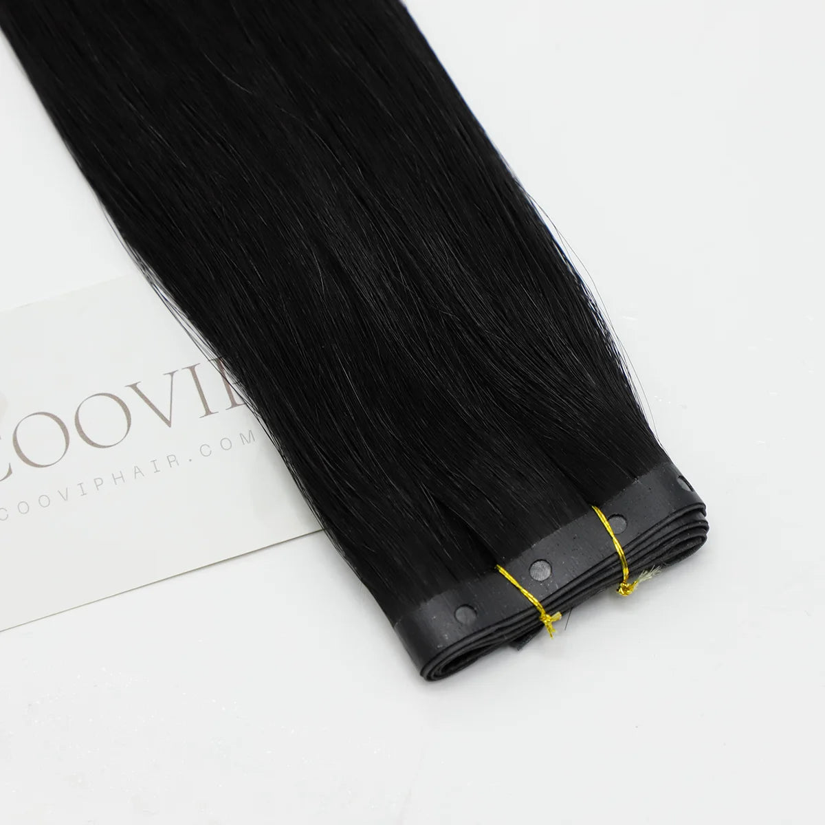 Close-up of the invisible PU base with pre-cut holes on the Raw Hair Butterfly Weft.