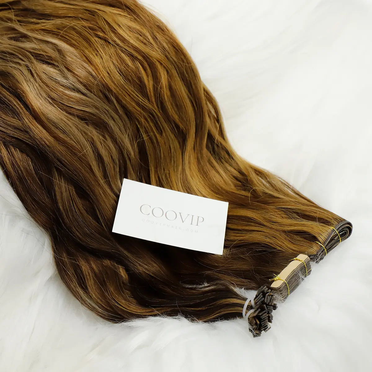 COOVIP HAIR natural wavy human hair extensions close-up