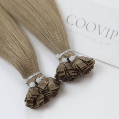 K Tip Extensions Double Drawn Flat Tip #18 Dark Ash Blonde Hair 50g - Cooviphair