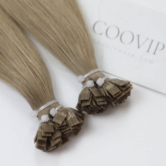K Tip Extensions Double Drawn Flat Tip #18 Dark Ash Blonde Hair 50g - Cooviphair