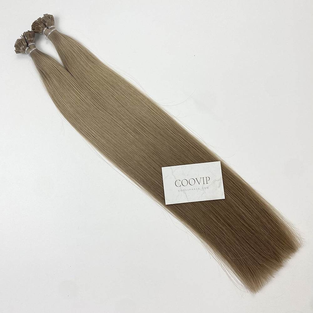 K Tip Extensions Double Drawn Flat Tip #18 Dark Ash Blonde Hair 50g - Cooviphair
