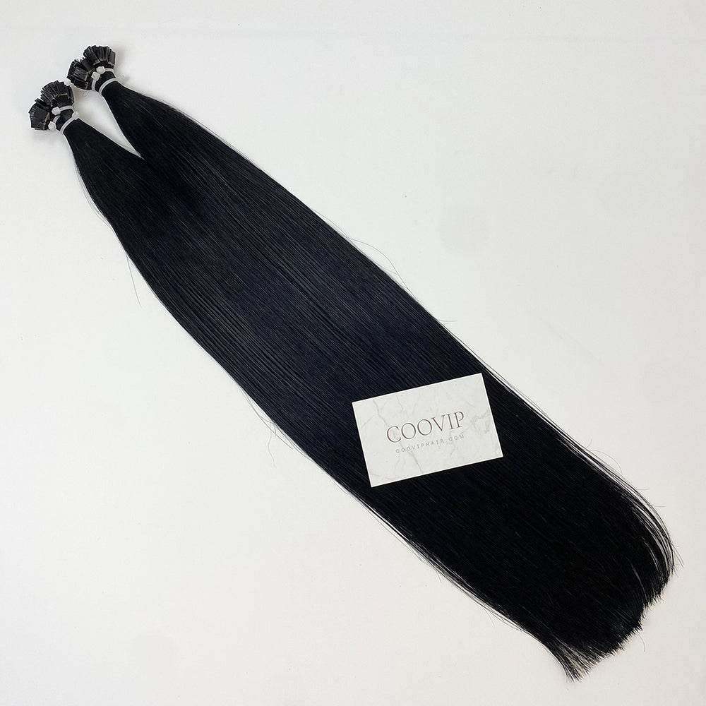 K Tip Extensions Double Drawn Flat Tip #1 Jet Black Hair 50g - Cooviphair