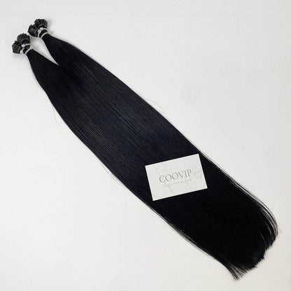 K Tip Extensions Double Drawn Flat Tip #1 Jet Black Hair 50g - Cooviphair