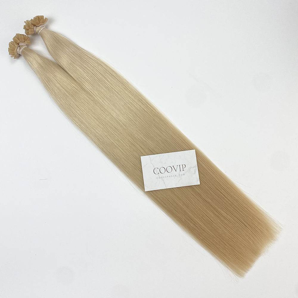 K Tip Extensions Double Drawn Flat Tip #22 Champagne Blonde Hair 50g - Cooviphair