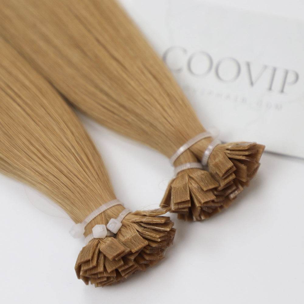K Tip Extensions Double Drawn Flat Tip #27 Copper Blonde Hair 50g - Cooviphair