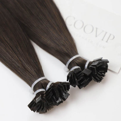 K Tip Extensions Double Drawn Flat Tip #2 Dark Chocolate Brown Hair 50g - Cooviphair