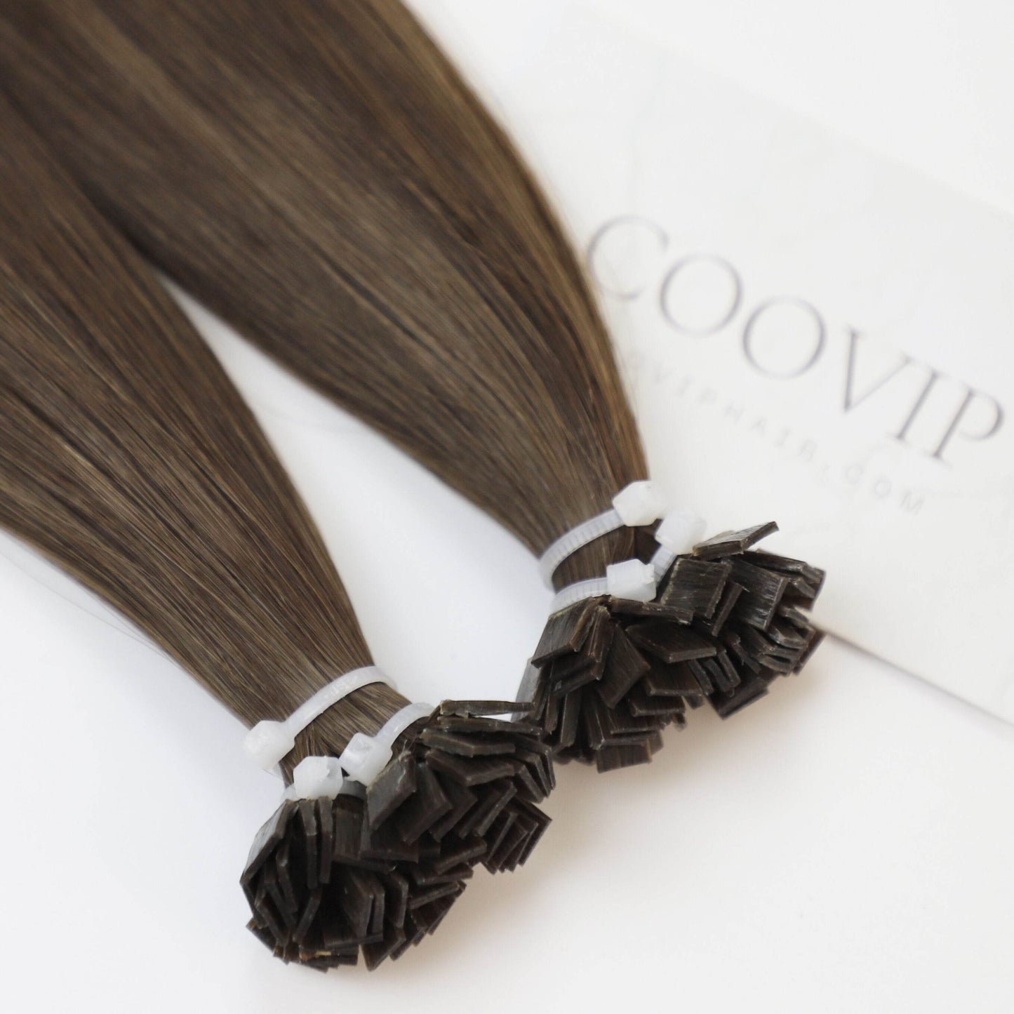 K Tip Extensions Double Drawn Flat Tip #4 Chocolate Brown Hair 50g - Cooviphair