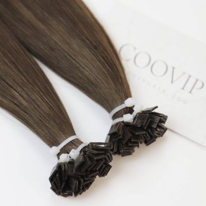 K Tip Extensions Double Drawn Flat Tip #4 Chocolate Brown Hair 50g - Cooviphair