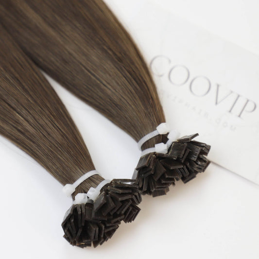 K Tip Extensions Double Drawn Flat Tip #4 Chocolate Brown Hair 50g - Cooviphair