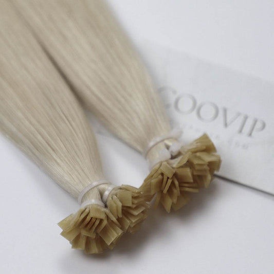 K Tip Extensions Double Drawn Flat Tip #60A Light Platinum Blonde Hair 50g - Cooviphair