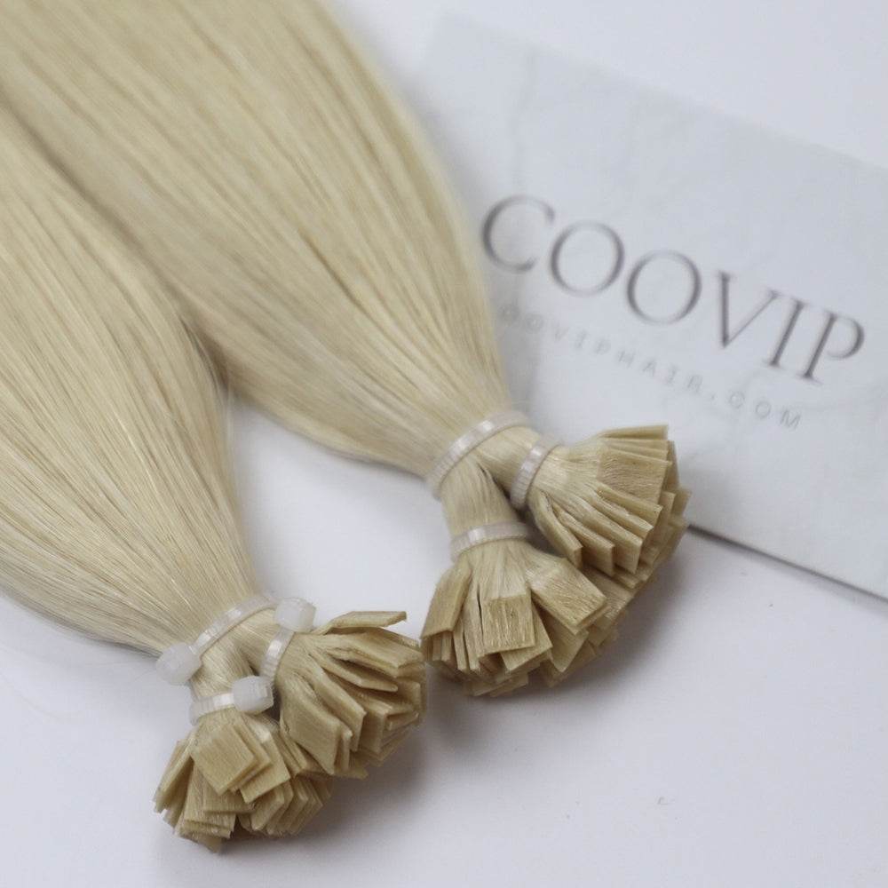 K Tip Extensions Double Drawn Flat Tip #60 Platinum Blonde Hair 50g - Cooviphair