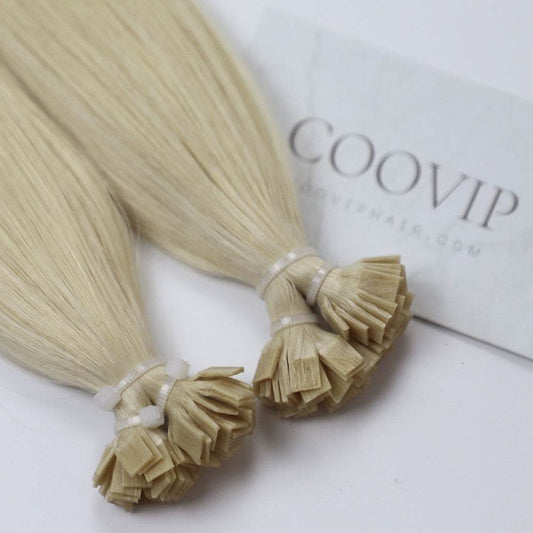 K Tip Extensions Double Drawn Flat Tip #60 Platinum Blonde Hair 50g - Cooviphair