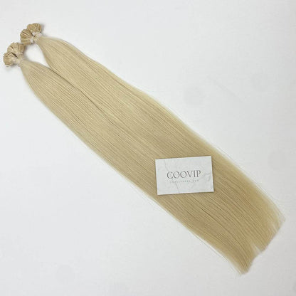 K Tip Extensions Double Drawn Flat Tip #60 Platinum Blonde Hair 50g - Cooviphair