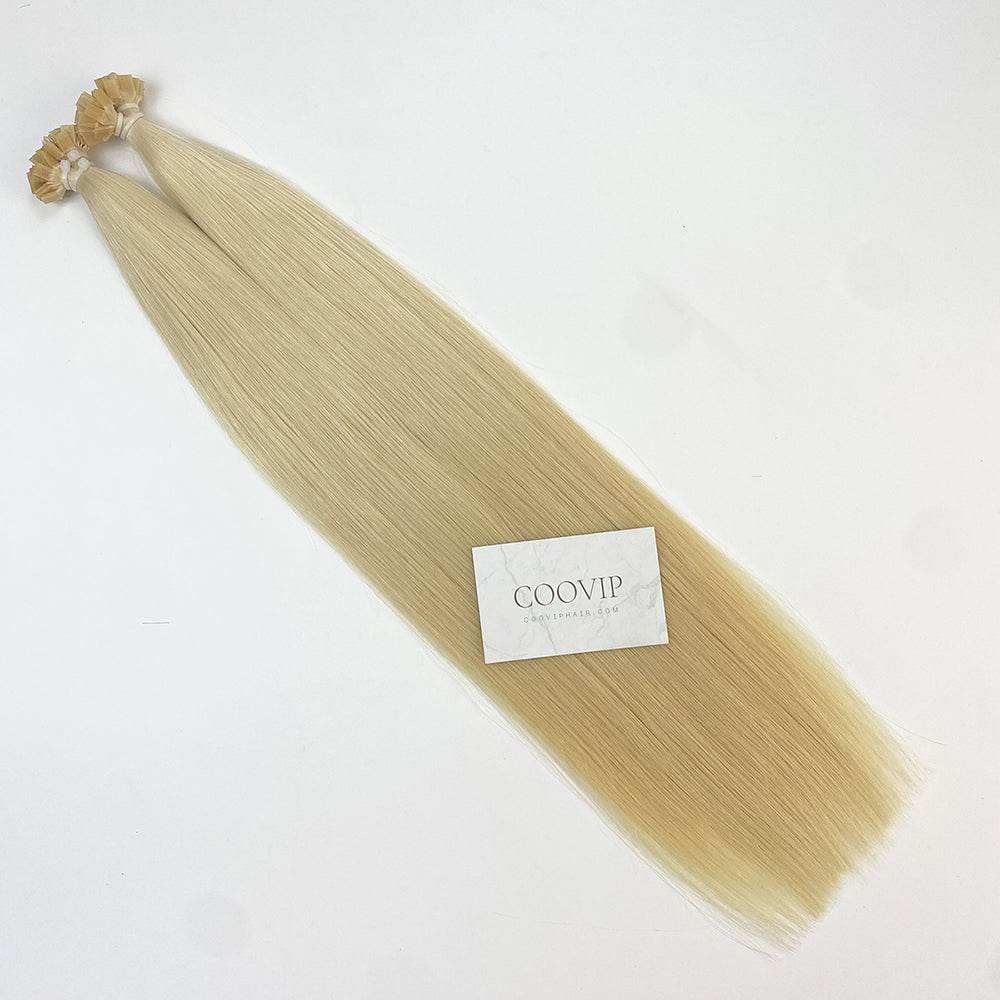 K Tip Extensions Double Drawn Flat Tip #613 Bleach Blonde Hair 50g - Cooviphair
