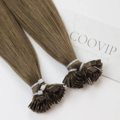 K Tip Extensions Double Drawn Flat Tip #6 Medium Chestnut Brown Hair 50g - Cooviphair