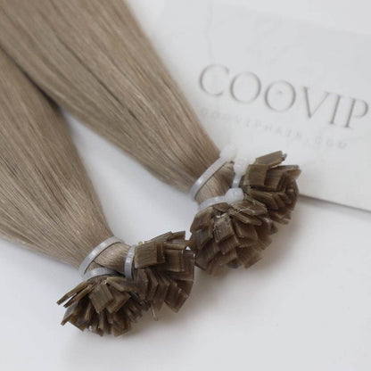 K Tip Extensions Double Drawn Flat Tip #9.1 Light Ash Blonde Hair 50g - Cooviphair