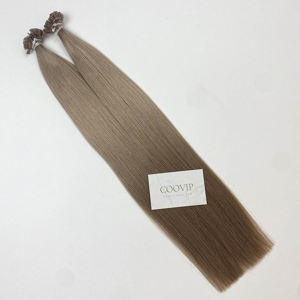 K Tip Extensions Double Drawn Flat Tip #9.1 Light Ash Blonde Hair 50g - Cooviphair