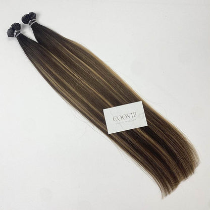 K Tip Extensions Double Drawn Flat Tip Balayage Hair #B2/4/27 Hair 50g - Cooviphair