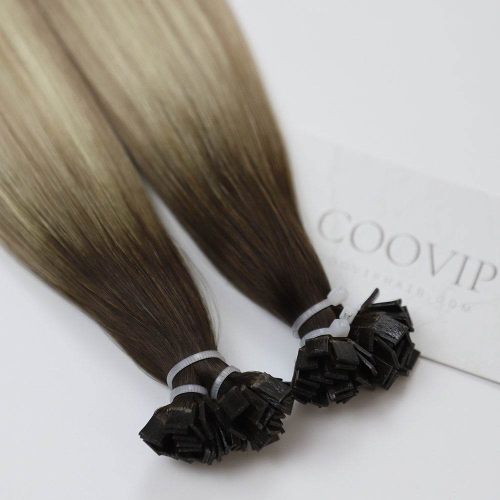 K Tip Extensions Double Drawn Flat Tip Balayage Hair #B4/8/60 Hair 50g - Cooviphair