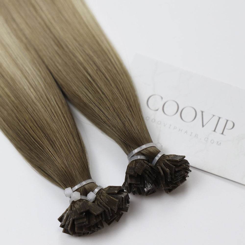 K Tip Extensions Double Drawn Flat Tip Balayage Hair #B6/18/60 Hair 50g - Cooviphair