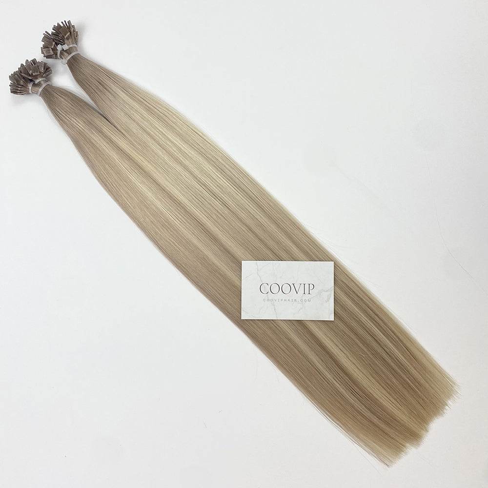 K Tip Extensions Double Drawn Flat Tip Balayage Hair #B9.1/60A Hair 50g - Cooviphair