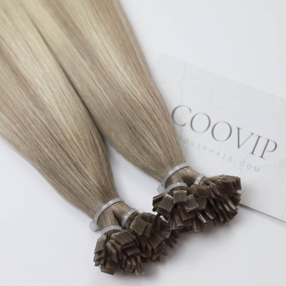 K Tip Extensions Double Drawn Flat Tip Balayage Hair #B9.1/60A Hair 50g - Cooviphair