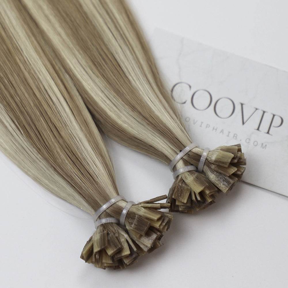 K Tip Extensions Double Drawn Flat Tip Piano Color #P18/60 Hair 50g - Cooviphair