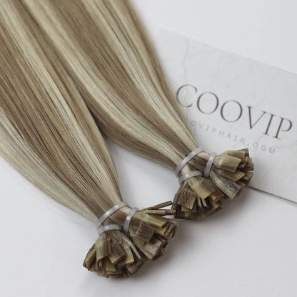 K Tip Extensions Double Drawn Flat Tip Piano Color #P18/60 Hair 50g - Cooviphair