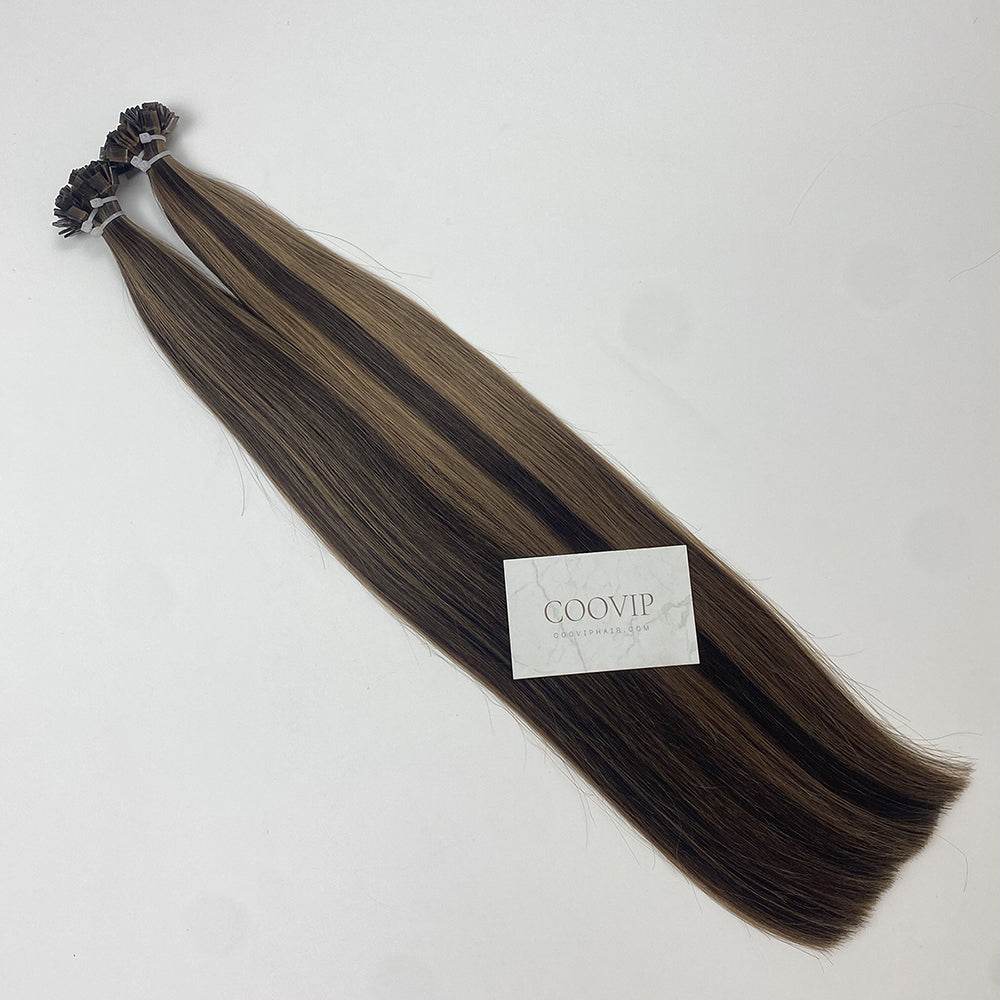 K Tip Extensions Double Drawn Flat Tip Piano Color #P2/6 Hair 50g - Cooviphair
