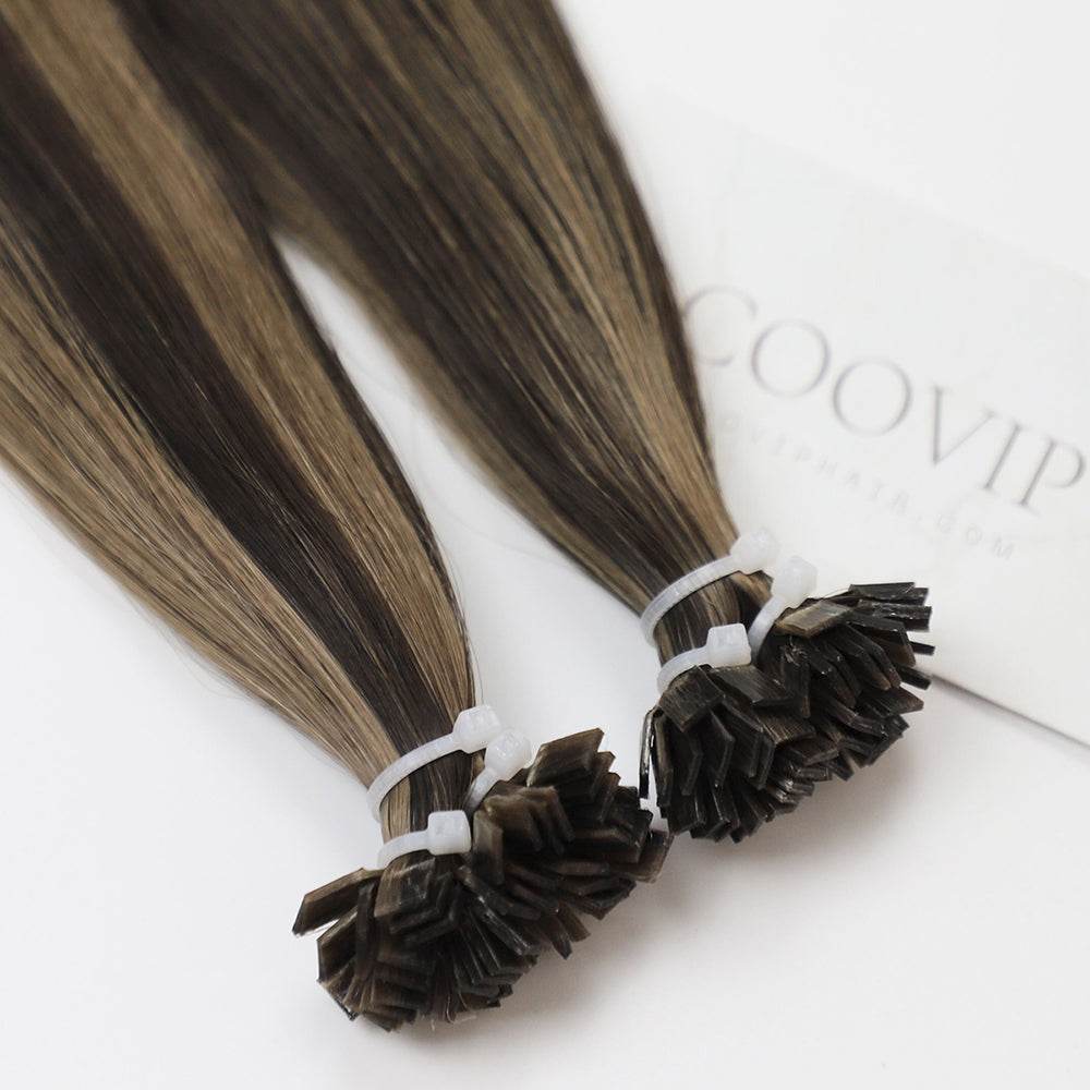 K Tip Extensions Double Drawn Flat Tip Piano Color #P2/6 Hair 50g - Cooviphair