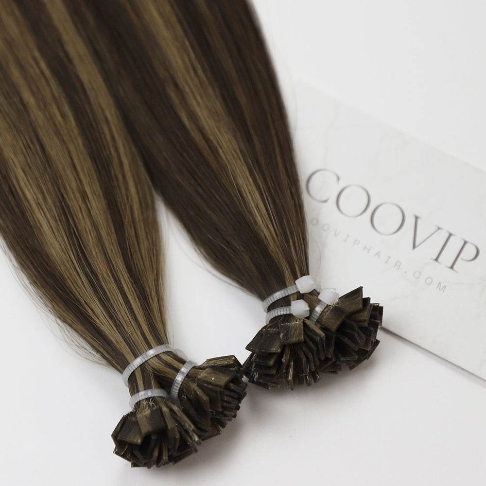 K Tip Extensions Double Drawn Flat Tip Piano Hair #P4/8 Hair 50g - Cooviphair