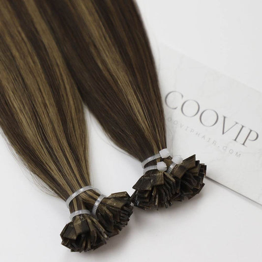 K Tip Extensions Double Drawn Flat Tip Piano Hair #P4/8 Hair 50g - Cooviphair