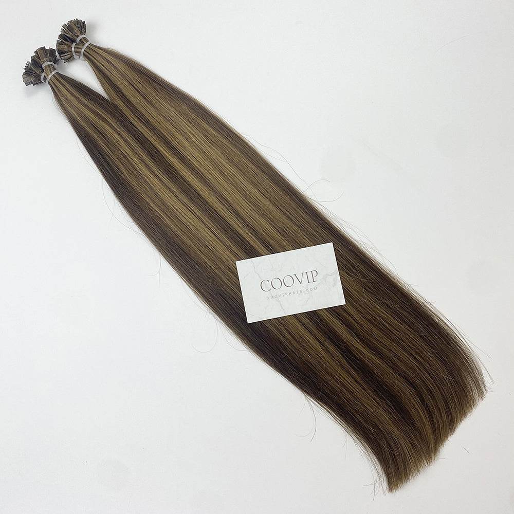 K Tip Extensions Double Drawn Flat Tip Piano Hair #P4/8 Hair 50g - Cooviphair