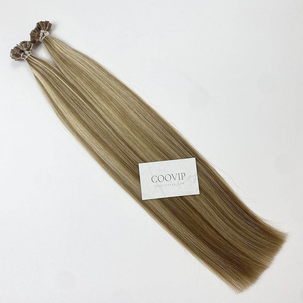 K Tip Extensions Double Drawn Flat Tip Piano Color #P8/613 Hair 50g - Cooviphair