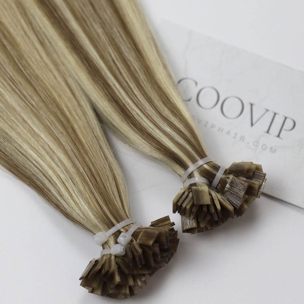 K Tip Extensions Double Drawn Flat Tip Piano Color #P8/613 Hair 50g - Cooviphair