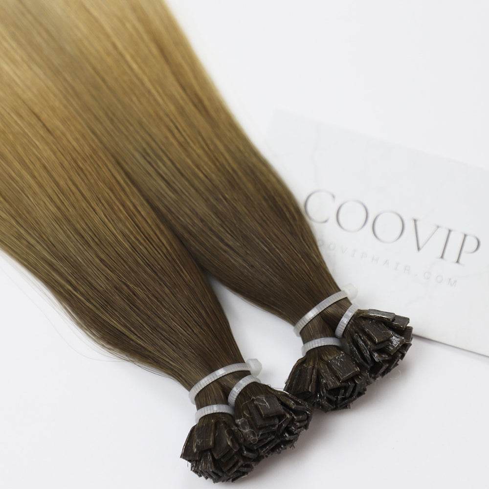 K Tip Extensions Double Drawn Flat Tip Ombre Color #T4/18/60 Hair 50g - Cooviphair