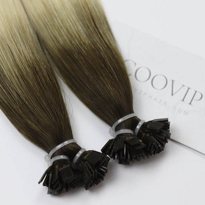 K Tip Extensions Double Drawn Flat Tip Ombre Hair #T4/60 Hair 50g - Cooviphair
