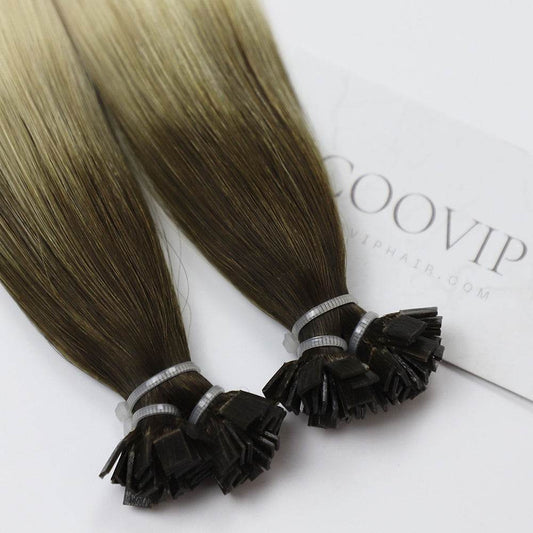 K Tip Extensions Double Drawn Flat Tip Ombre Hair #T4/60 Hair 50g - Cooviphair