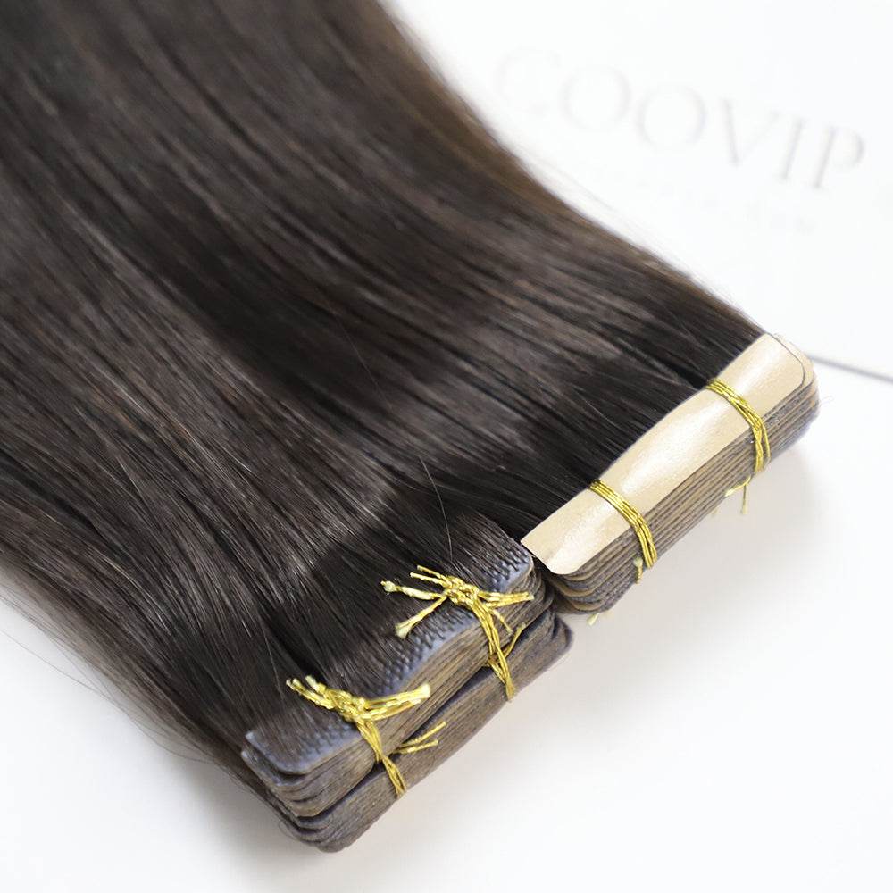 Invisible Tape in Extensions Double Drawn #1B Natural Black Hair 100g - Cooviphair