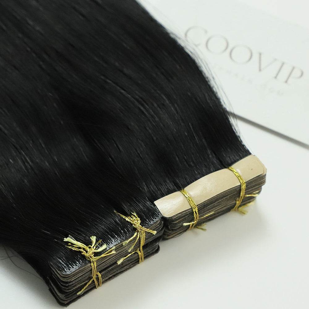 Invisible Tape in Extensions Double Drawn #1 Jet Black Hair 100g - Cooviphair