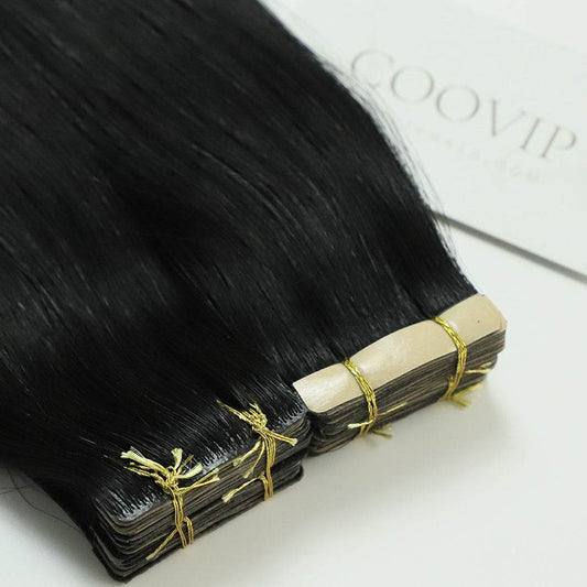 Invisible Tape in Extensions Double Drawn #1 Jet Black Hair 100g - Cooviphair