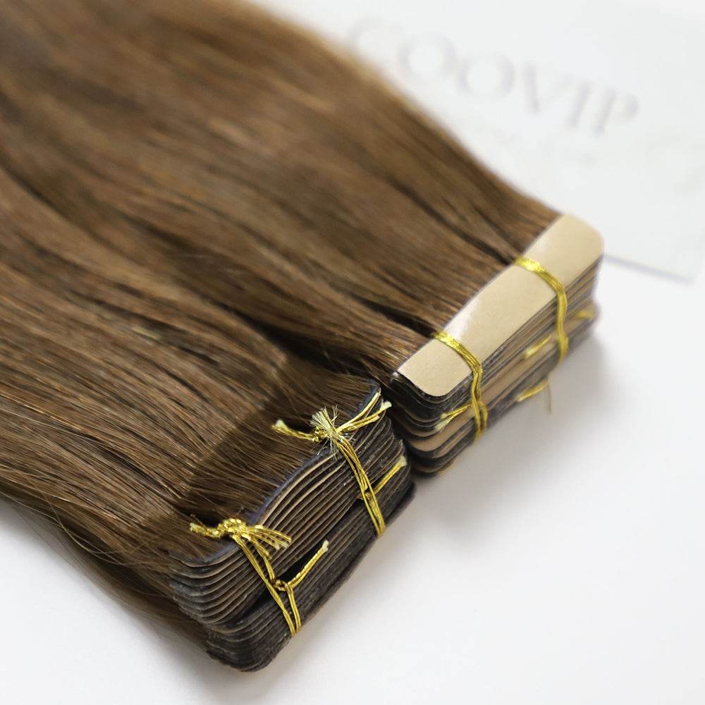 Invisible Tape in Extensions Double Drawn #4 Chocolate Brown Hair 100g - Cooviphair
