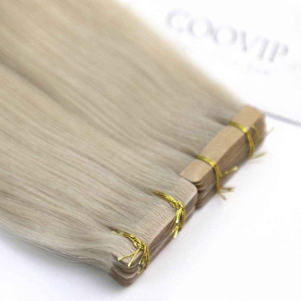 Invisible Tape in Extensions Double Drawn #60A Light Platinum Blonde Hair 100g - Cooviphair