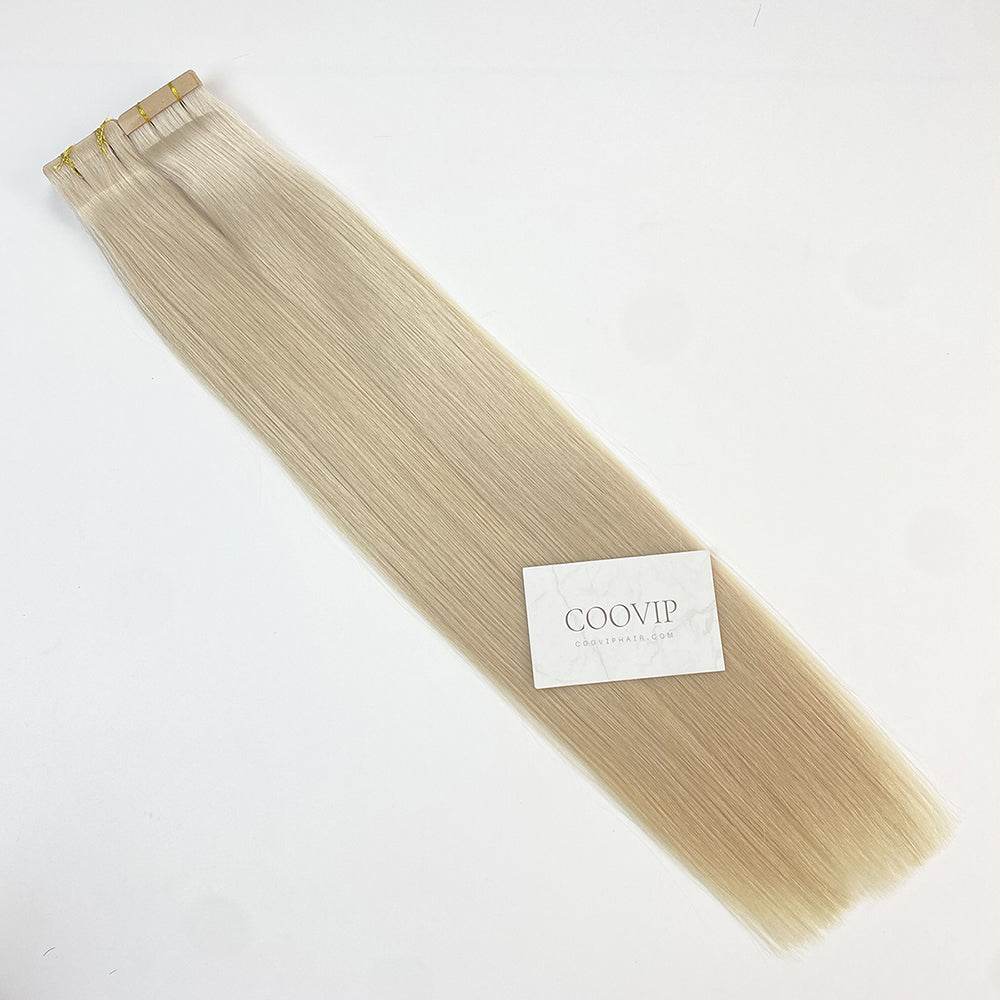 Invisible Tape in Extensions Double Drawn #60A Light Platinum Blonde Hair 100g - Cooviphair