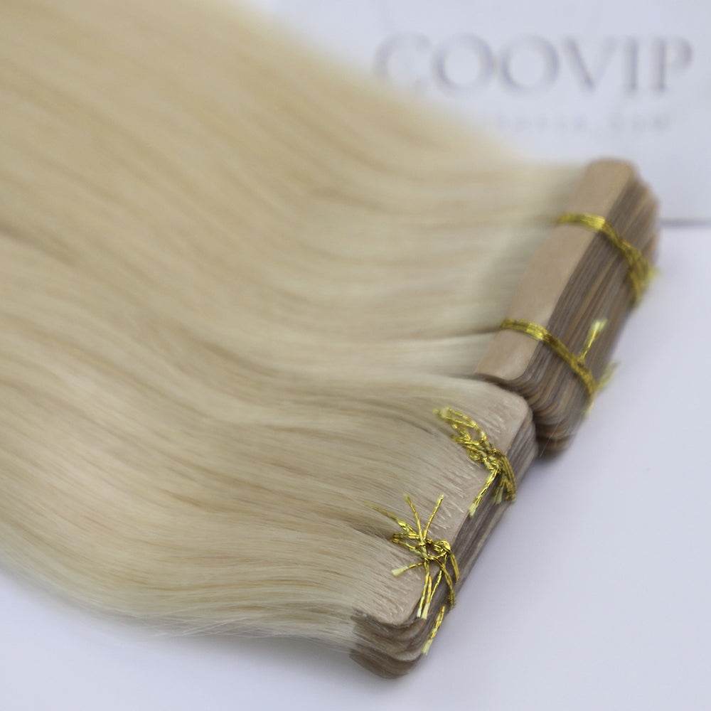 Invisible Tape in Extensions Double Drawn #60 Platinum Blonde Hair 100g - Cooviphair