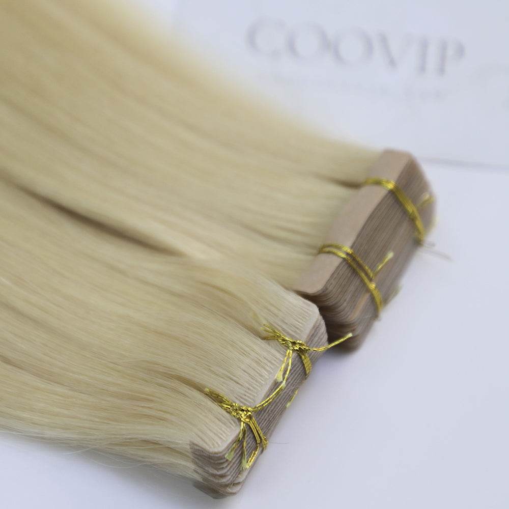 Invisible Tape in Extensions Double Drawn #613 Bleach Blonde Hair 100g - Cooviphair