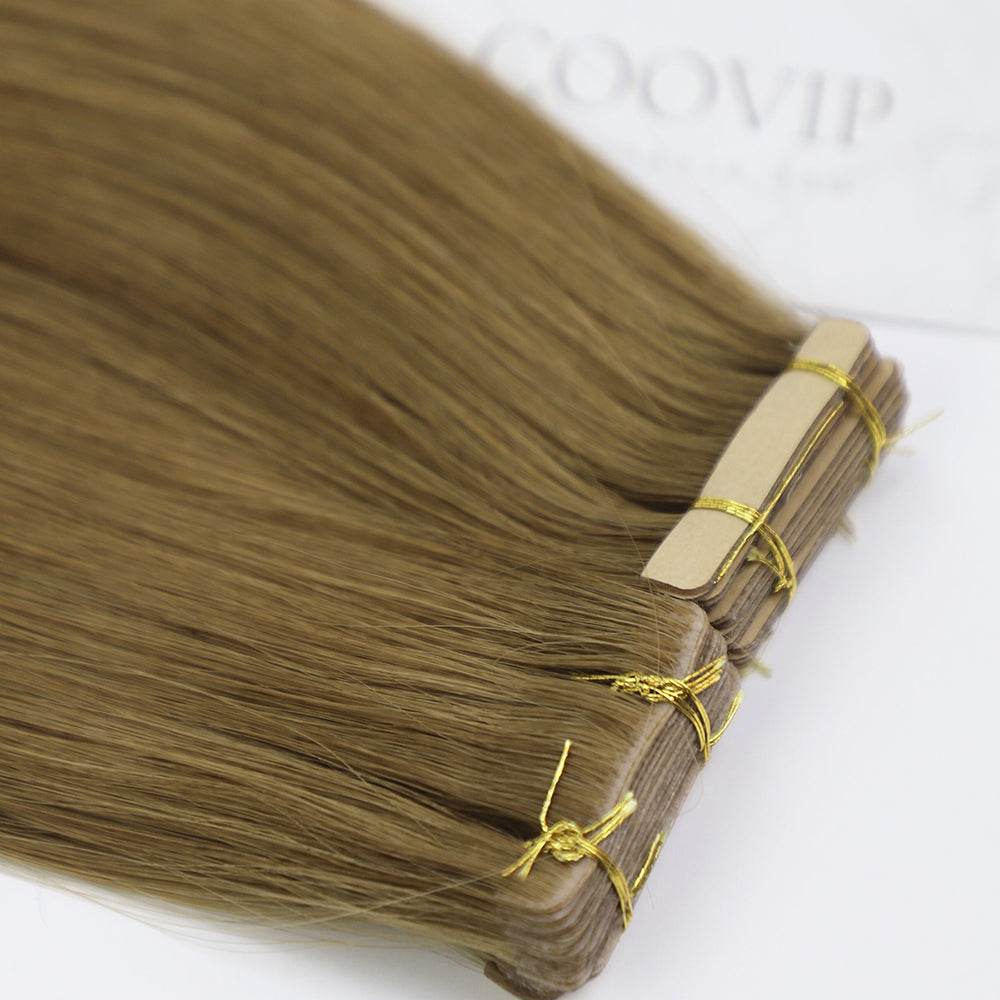 Invisible Tape in Extensions Double Drawn #8 Light Chestnut Brown Hair 100g - Cooviphair